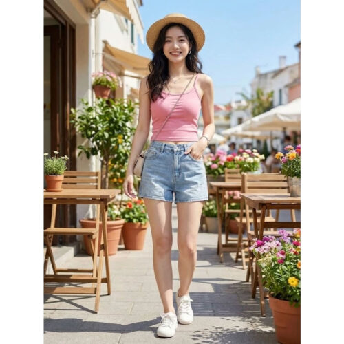 Ao Thun Croptop Hai Day 01 Áo Thun Croptop Hai Dây Cá Tính - Áo Dây Phong Cách Trẻ Trung Thể Thao Freesize 45kg