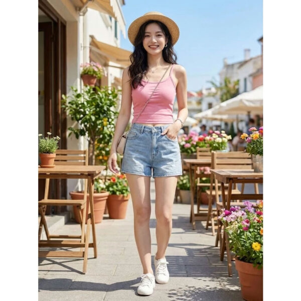 Ao Thun Croptop Hai Day 01 Áo Thun Croptop Hai Dây Cá Tính - Áo Dây Phong Cách Trẻ Trung Thể Thao Freesize 45kg