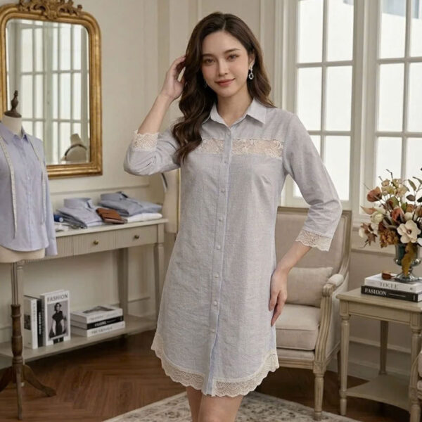 Dam So Mi Chat Lieu Cotton Cv15 02 Đầm Sơ Mi CV15 - Chất Liệu Cotton Mềm Mát Nhẹ - Đi Chơi - Mặc Nhà