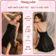 Váy Ngủ Lụa Hai Dây Cổ Đổ Phối Ren Honey Wear Đầm Ngủ Lụa Sexy, Gợi Cảm A141