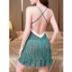 Váy Ngủ Lưới Mềm Chấm Bi Hai Dây Cổ V Phối Ren Honey Wear Đầm Ngủ Lụa Sexy, Gợi Cảm CV08