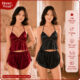 Bộ Đồ Ngủ Lụa 2 Dây Honey Wear Đồ Ngủ Nữ Dây Cột Nơ Và Phối Ren Thoáng Mát Freesize B18