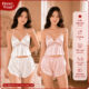 Bộ Đồ Ngủ Lụa 2 Dây Honey Wear Đồ Ngủ Nữ Dây Cột Nơ Và Phối Ren Thoáng Mát Freesize B18