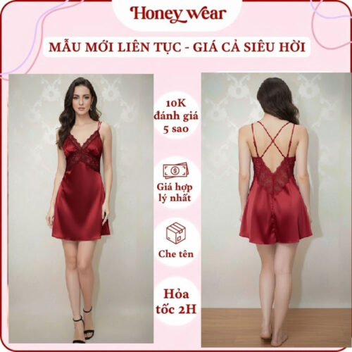 Vay Ngu Lua Phoi Ren Cao Cap Cv01 Váy Ngủ Lụa Phối Ren Cao Cấp - Quyến Rủ Và Quyền Lực CV01